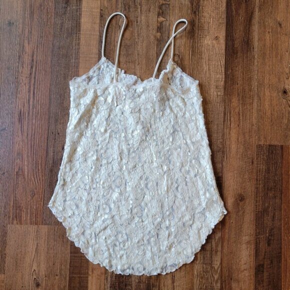 Vintage Private Luxuries White Cream Lace Pearl Beaded Slip Cami - Picture 4 of 7
